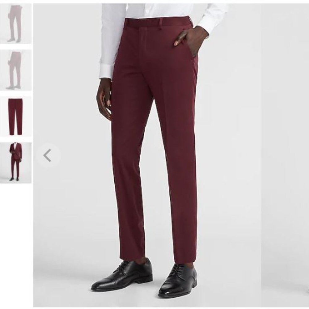 Express Burgundy Cotton Sateen Men's Suit Pant